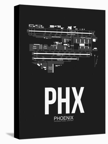 PHX Phoenix Airport Black-NaxArt-Stretched Canvas