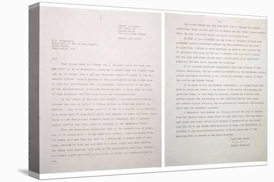 Physicist Albert Einstein's Letter to President Franklin Roosevelt, Aug. 2, 1939-null-Stretched Canvas