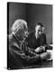 Physicist J. Robert Oppenheimer Discusses Theory of Matter with Famed Physicist Dr. Albert Einstein-Alfred Eisenstaedt-Premier Image Canvas