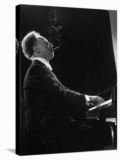 Pianist Arthur Rubenstein at the Piano, Smoking Cigar-Gjon Mili-Premier Image Canvas
