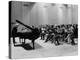 Pianist Artur Rubinstein Taking Bow Next to Grand Piano as Audience Enthusiastically Responds-null-Premier Image Canvas