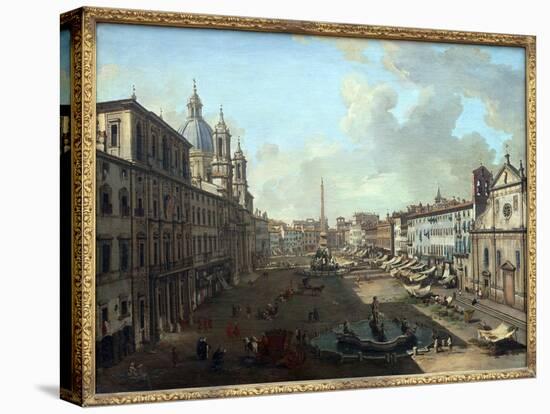 Piazza Navona (Piazza Navona) in Rome with the Fountain of Neptune in the Foreground, Oil Painting-Giovanni Paolo Pannini or Panini-Premier Image Canvas