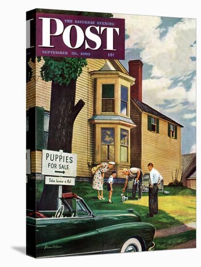 "Picking a Puppy" Saturday Evening Post Cover, September 30, 1950-Stevan Dohanos-Premier Image Canvas