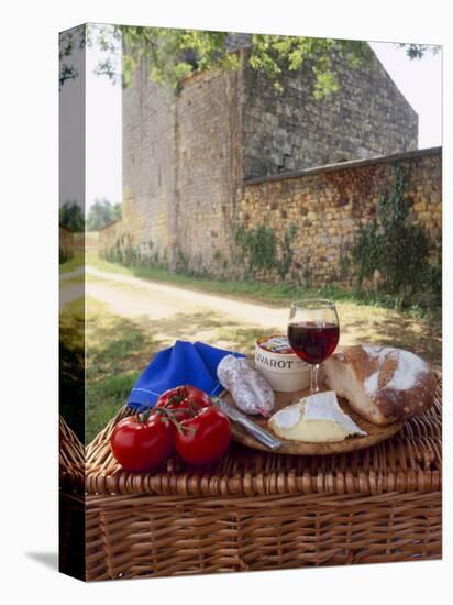 Picnic Lunch of Bread, Cheese, Tomatoes and Red Wine on a Hamper in the Dordogne, France-Michael Busselle-Premier Image Canvas
