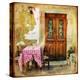 Pictorial Old Greek Streets With Tavernas - Retro Styled Picture-Maugli-l-Stretched Canvas