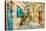 Pictorial Old Streets Of Greece - Picture In Painting Style-Maugli-l-Stretched Canvas