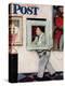 "Picture Hanger" or "Museum Worker" Saturday Evening Post Cover, March 2,1946-Norman Rockwell-Premier Image Canvas