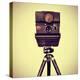 Picture of an Old Instant Camera in a Tripod with a Retro Effect-nito-Premier Image Canvas