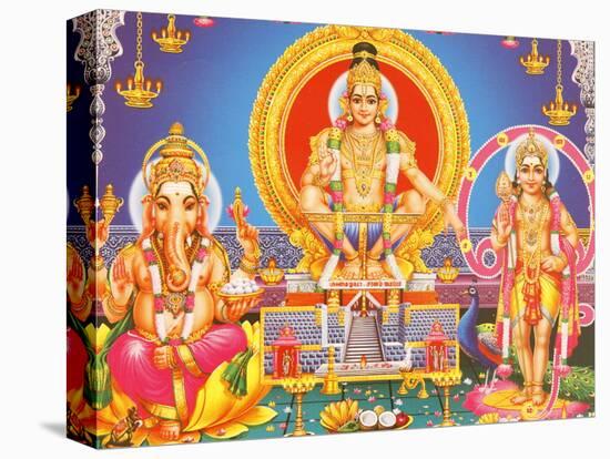 Picture of Hindu Gods Ganesh, Ayappa and Subramania, India, Asia-Godong-Premier Image Canvas