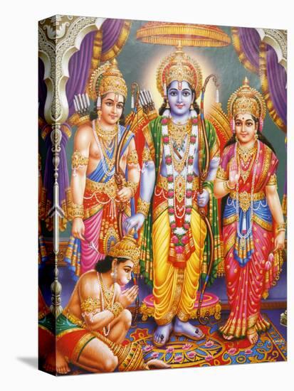 Picture of Hindu Gods Laksman, Rama, Sita and Hanuman, India, Asia-Godong-Premier Image Canvas