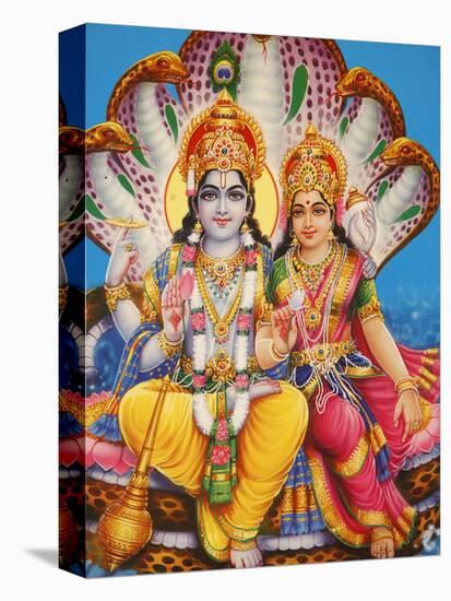 Picture of Hindu Gods Visnu and Lakshmi, India, Asia-Godong-Premier Image Canvas