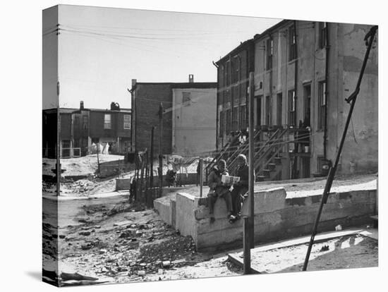 Picture of Two Boys in the Slums of Baltimore-null-Premier Image Canvas