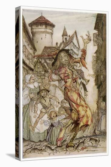 Pied Piper, Rats-Arthur Rackham-Stretched Canvas