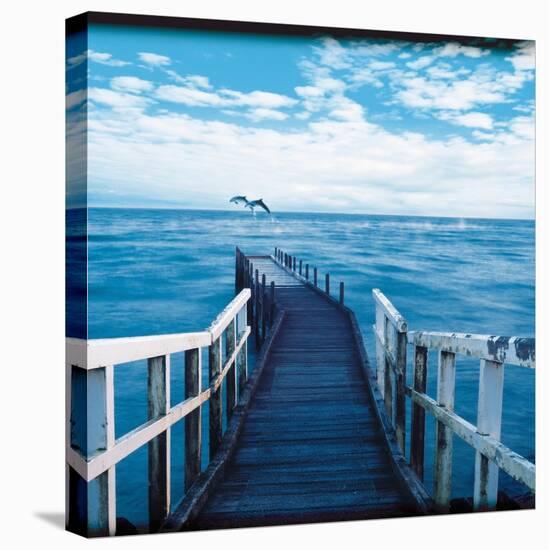 Pier and Dolphins-Colin Anderson-Premier Image Canvas