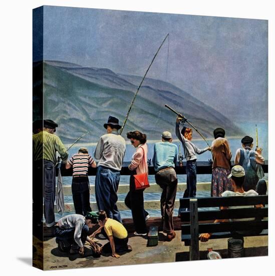 "Pier Fishing," August 13, 1949-John Falter-Premier Image Canvas