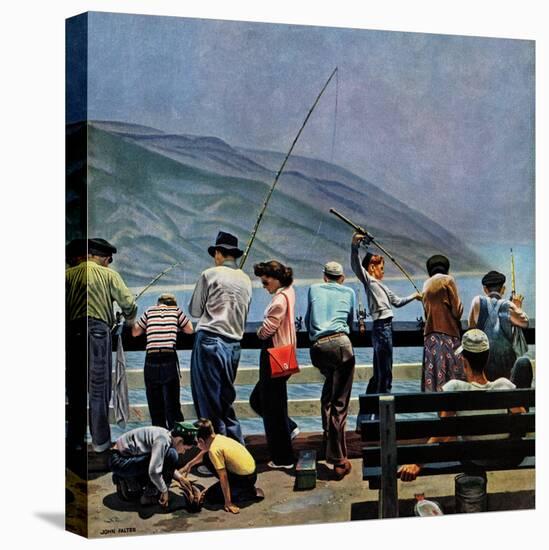 "Pier Fishing," August 13, 1949-John Falter-Premier Image Canvas