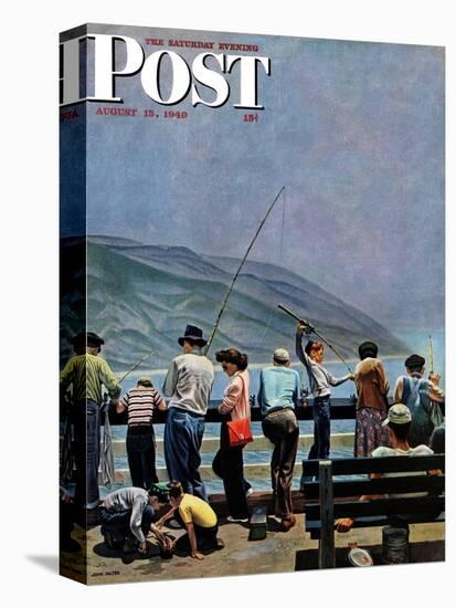 "Pier Fishing," Saturday Evening Post Cover, August 13, 1949-John Falter-Premier Image Canvas