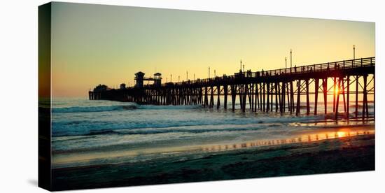 Pier in the Ocean at Sunset, Oceanside, San Diego County, California, USA-null-Premier Image Canvas