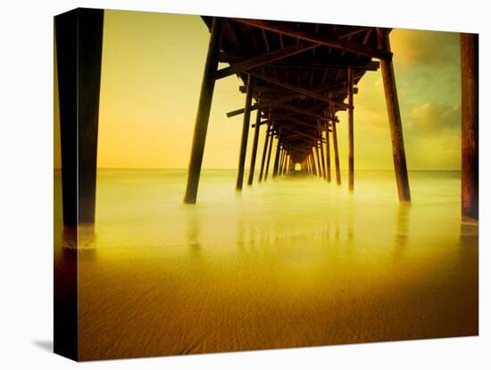 Pier over Golden Sand and Water-Jan Lakey-Premier Image Canvas
