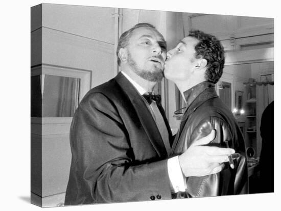 Pierre and Claude Brasseur Kissing-Marcel Begoin-Premier Image Canvas
