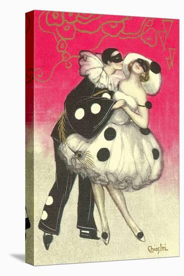 Pierrot Dancing at Costume Ball-null-Stretched Canvas