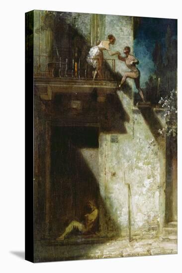 Pierrot und Columbine (Stelldichein). Um 1875-Carl Spitzweg-Premier Image Canvas