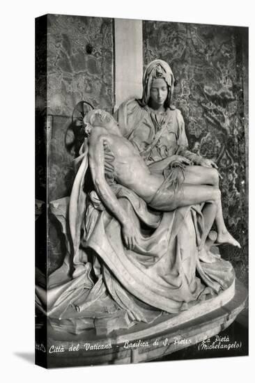 Pieta by Michelangelo Buonarroti, black and white photo-Michelangelo Buonarroti-Premier Image Canvas