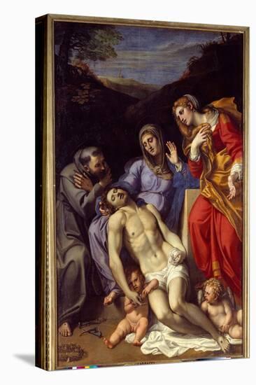 Pieta with Saint Francois of Assisi and Saint Mary Magdalene, 1602 (Oil on Canvas)-Annibale Carracci-Premier Image Canvas