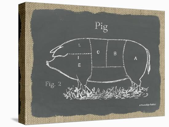 Pig on Burlap-Gwendolyn Babbitt-Stretched Canvas