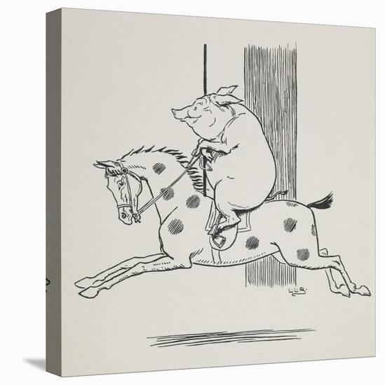 Pig Riding a Merry-go-round Horse-L. Leslie Brooke-Premier Image Canvas