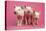 Piglets Standing in a Row on Pink Spotty Blanket-null-Premier Image Canvas