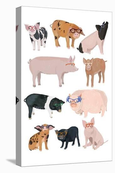 Pigs in Glasses-Hanna Melin-Stretched Canvas