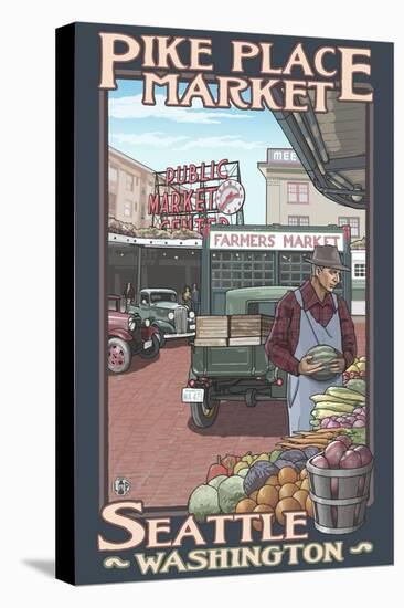 Pike Place Market, Seattle, Washington-Lantern Press-Stretched Canvas