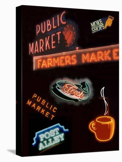 Pike Place Market Signs, Seattle, Washington, USA-Jamie & Judy Wild-Premier Image Canvas