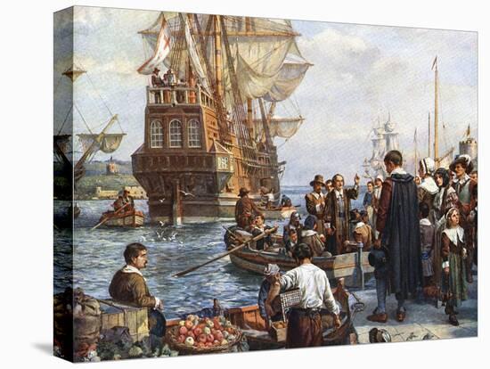 Pilgrim Fathers Boarding the Mayflower-null-Premier Image Canvas