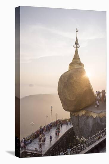 Pilgrims at Golden Rock Stupa (Kyaiktiyo Pagoda) at Sunset, Mon State, Myanmar (Burma), Asia-Matthew Williams-Ellis-Premier Image Canvas