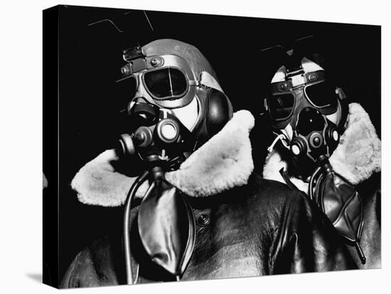 Pilots of American Bomber Command Wearing High Altitude Clothes, Oxygen Masks and Flight Goggles-Margaret Bourke-White-Premier Image Canvas