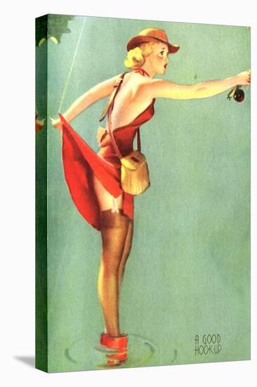 Pin-Up Fishing with Skirt Caught in Hook, 1940-null-Premier Image Canvas