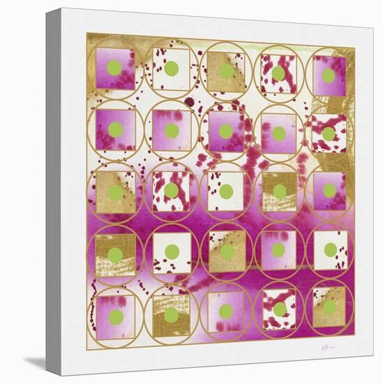 Pink and Gold Grid II  with green dotscopy-Pamela A. Johnson-Premier Image Canvas