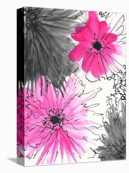 Pink and Grey Flowers-Jodi Pedri-Stretched Canvas