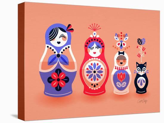 Pink and Lavender Russian Dolls-Cat Coquillette-Premier Image Canvas