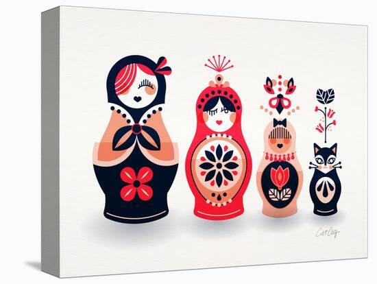 Pink and Navy Russian Dolls-Cat Coquillette-Premier Image Canvas