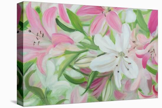Pink and White Lilies IV-Sandra Iafrate-Stretched Canvas