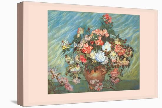 Pink and White Roses-Vincent van Gogh-Stretched Canvas