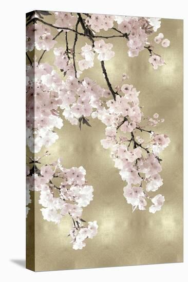 Pink Blossoms on Gold I-Kate Bennett-Stretched Canvas