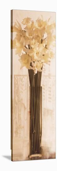 Pink Daffodils in a Glass Vase-Richard Sutton-Stretched Canvas