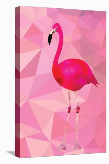 Pink Flamingo Bird Triangle Vector Poster-Moetz-Stretched Canvas