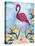 Pink Flamingo with Birds of Paradise flowers-Bee Sturgis-Stretched Canvas