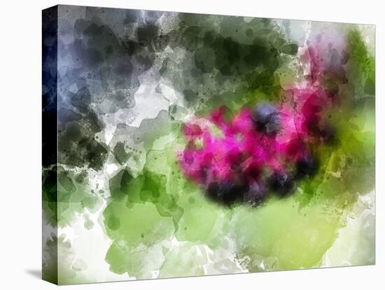 Pink Floral on Green-Chamira Young-Stretched Canvas