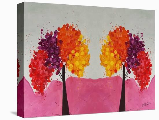 Pink Folksy Trees-Ruth Palmer-Stretched Canvas